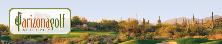 Arizona Golf Authority logo over desert golf course