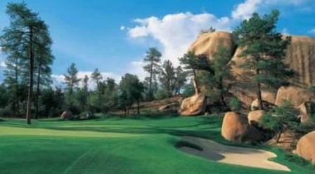 Rocky outcrop behind the #13 green at The Rim Club in Payson, Arizona