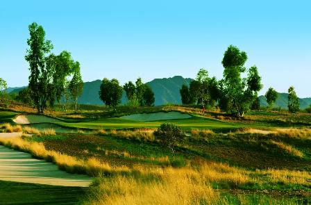 Ampitheatre greens and wispy fescue frame Southern Dunes in Maricopa, Arizona