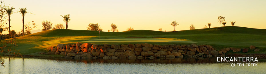 Golf course pond with stone retaining wall