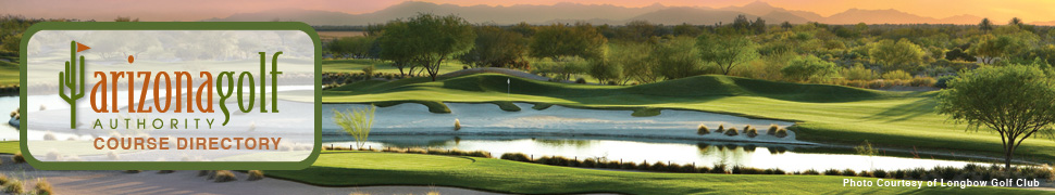 Arizona golf course with lake at sunset